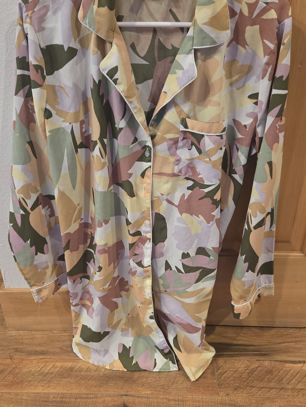 Joie Pastel Abstract-Print Long-Sleeve Button Up Long Night Shirt